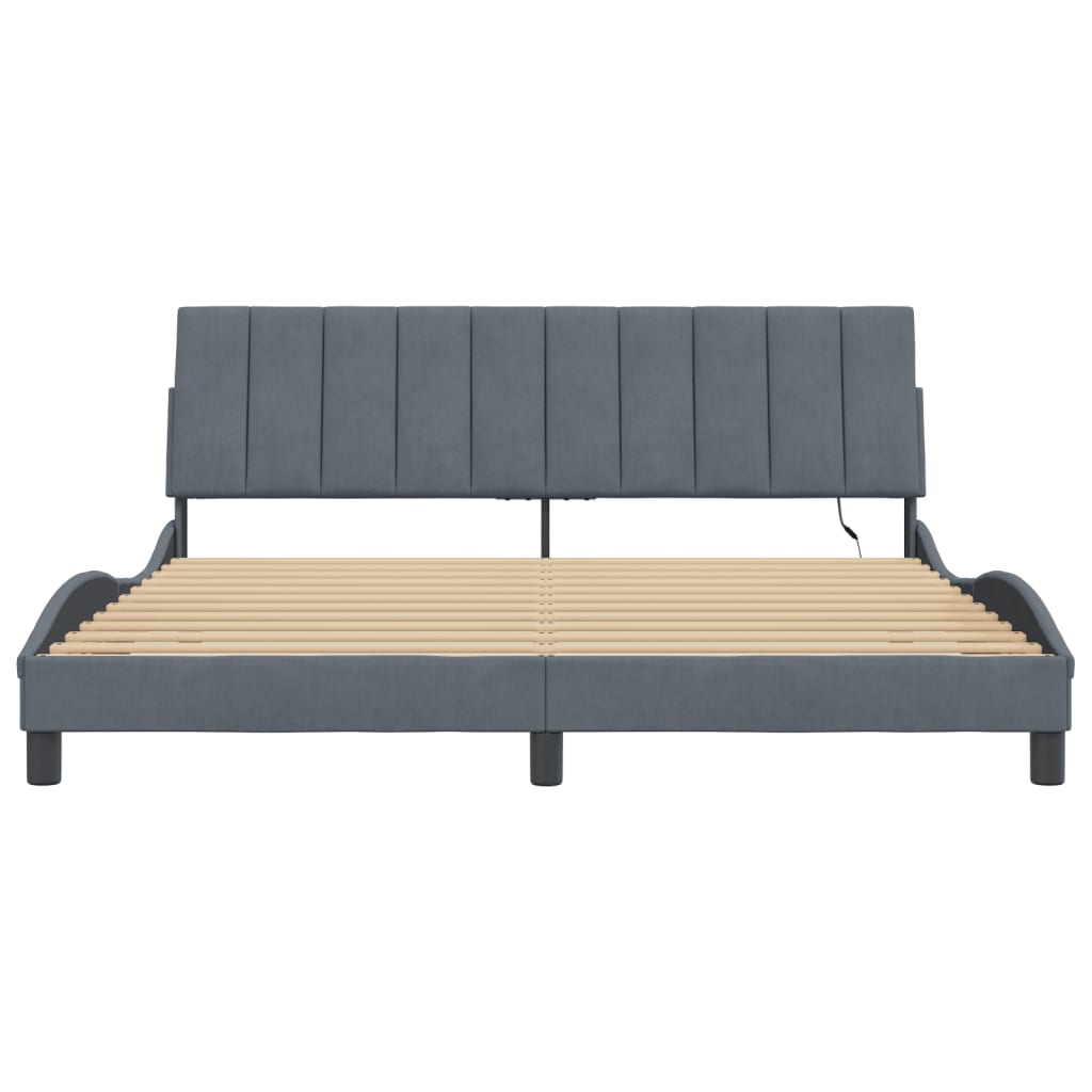 Bedframe Met Led-Verlichting Fluweel Donkergrijs 180X200 Cm