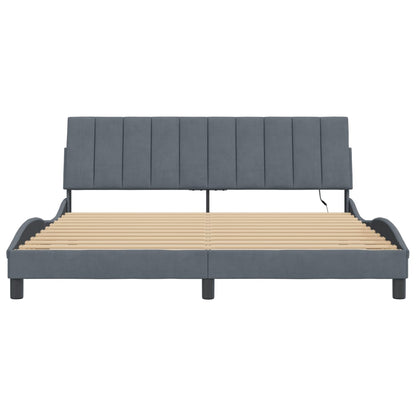 Bedframe Met Led-Verlichting Fluweel Donkergrijs 180X200 Cm