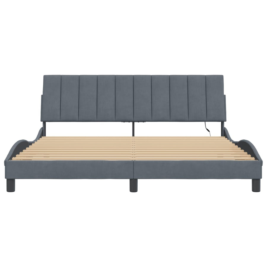 Bedframe Met Led-Verlichting Fluweel Donkergrijs 180X200 Cm