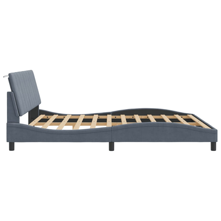 Bedframe Met Led-Verlichting Fluweel Donkergrijs 180X200 Cm