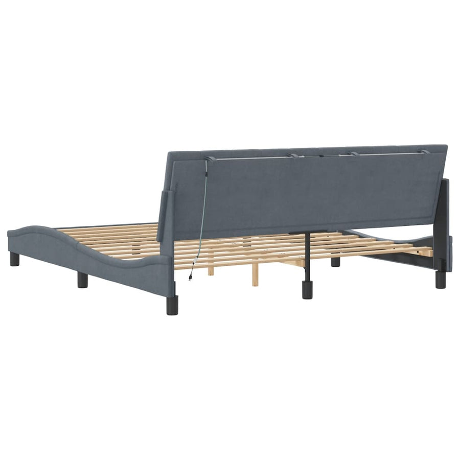 Bedframe Met Led-Verlichting Fluweel Donkergrijs 180X200 Cm