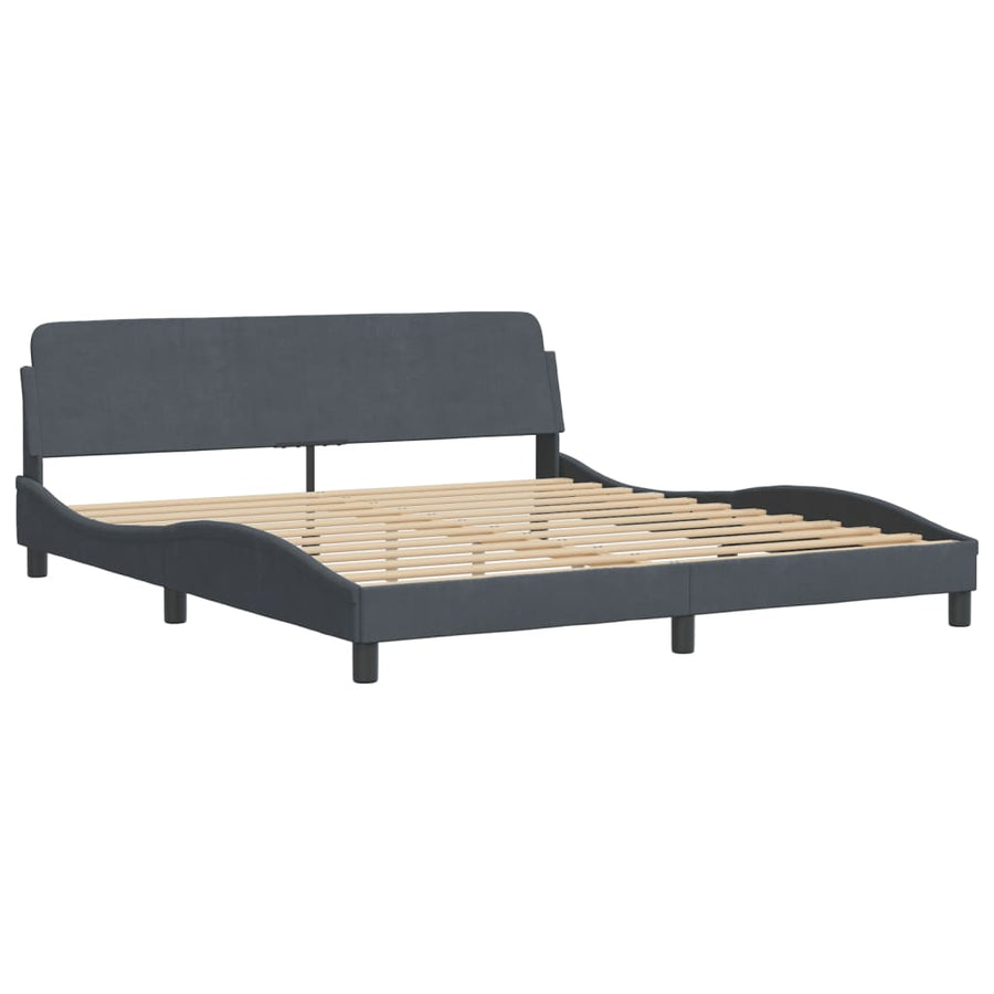 Bedframe Met Led-Verlichting Fluweel Donkergrijs 180X200 Cm