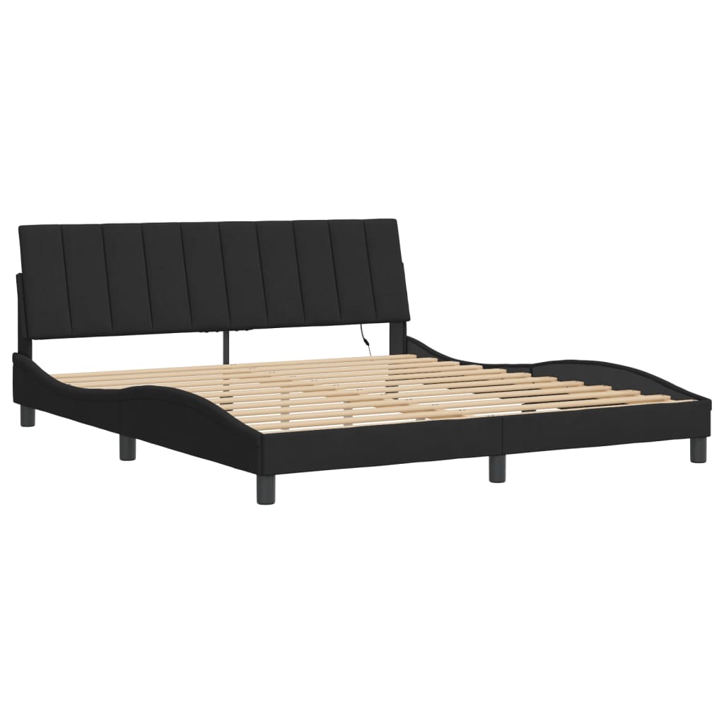 Bedframe Met Led-Verlichting Fluweel Zwart 180X200 Cm