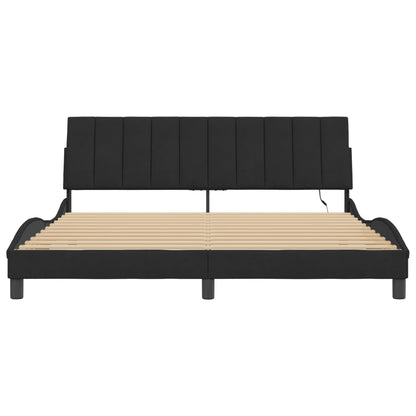 Bedframe Met Led-Verlichting Fluweel Zwart 180X200 Cm