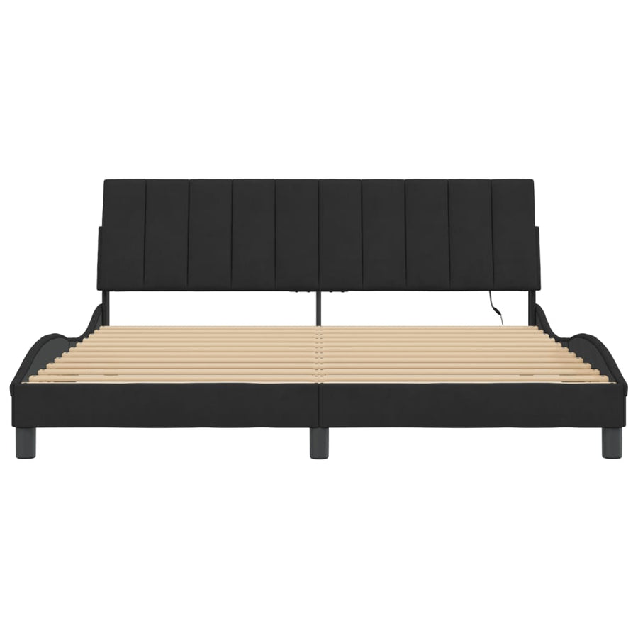 Bedframe Met Led-Verlichting Fluweel Zwart 180X200 Cm