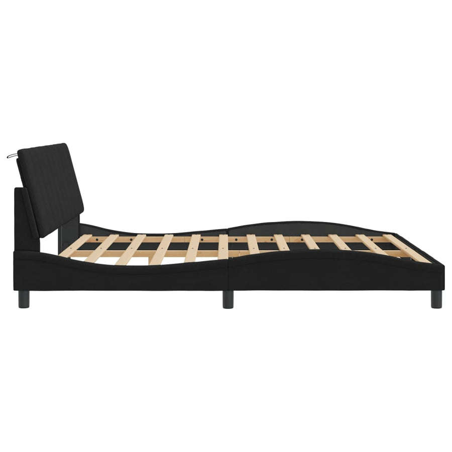Bedframe Met Led-Verlichting Fluweel Zwart 180X200 Cm