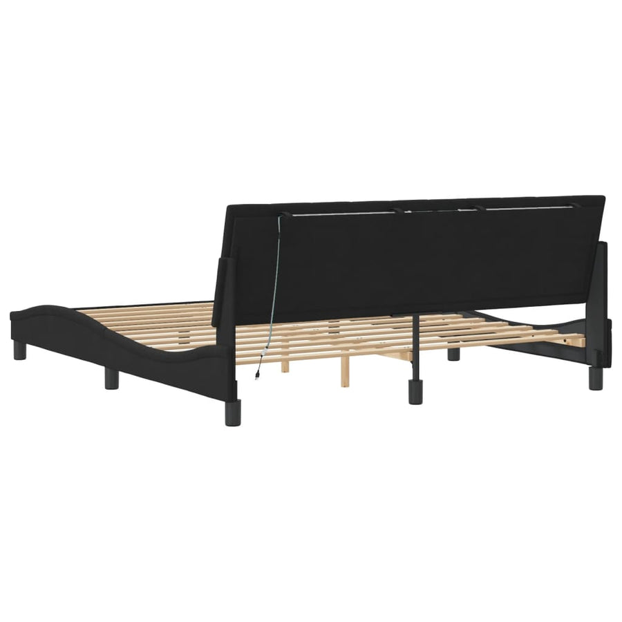 Bedframe Met Led-Verlichting Fluweel Zwart 180X200 Cm