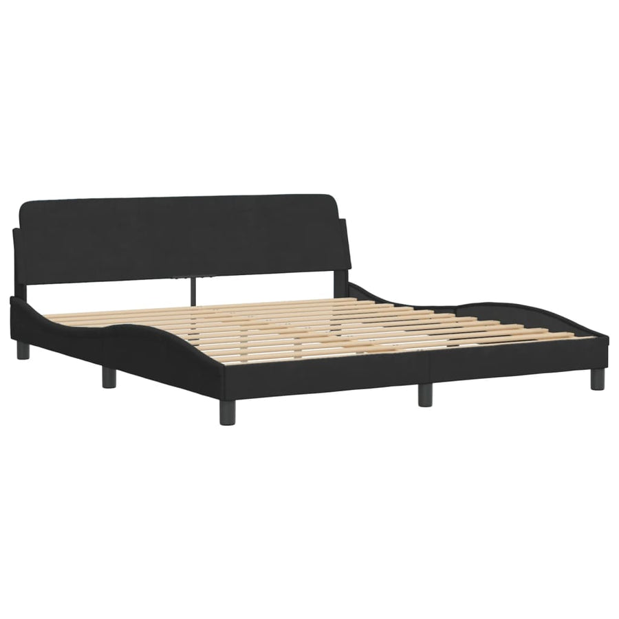 Bedframe Met Led-Verlichting Fluweel Zwart 180X200 Cm