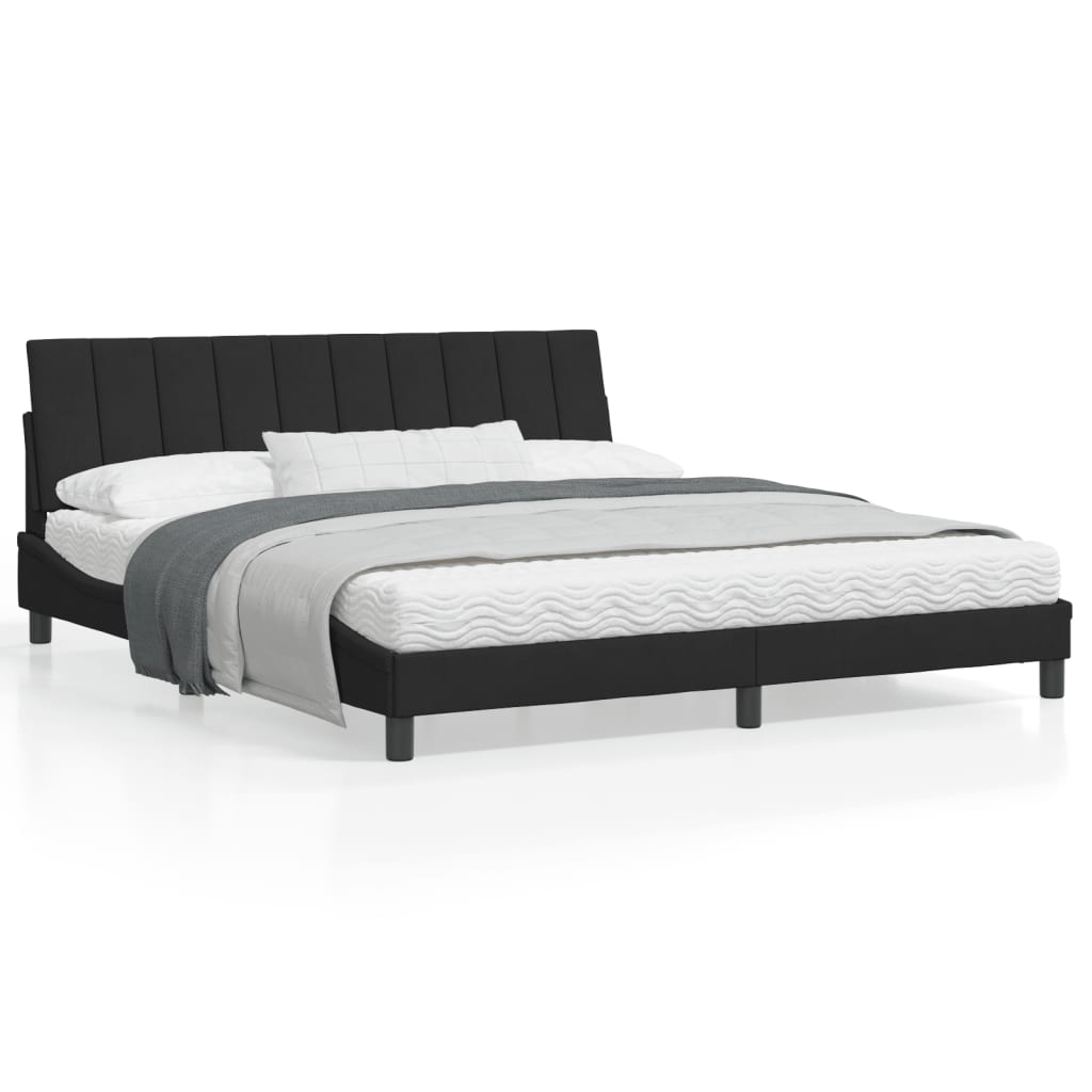Bedframe Met Led-Verlichting Fluweel Zwart 180X200 Cm