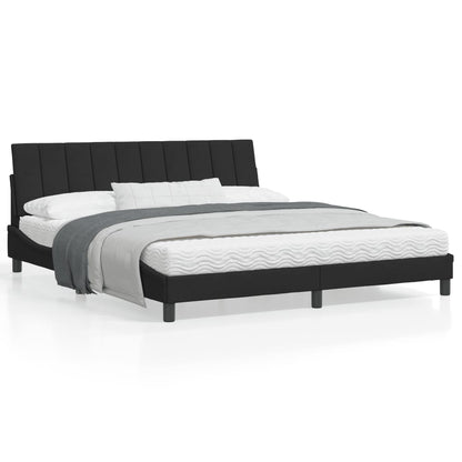 Bedframe Met Led-Verlichting Fluweel Zwart 180X200 Cm