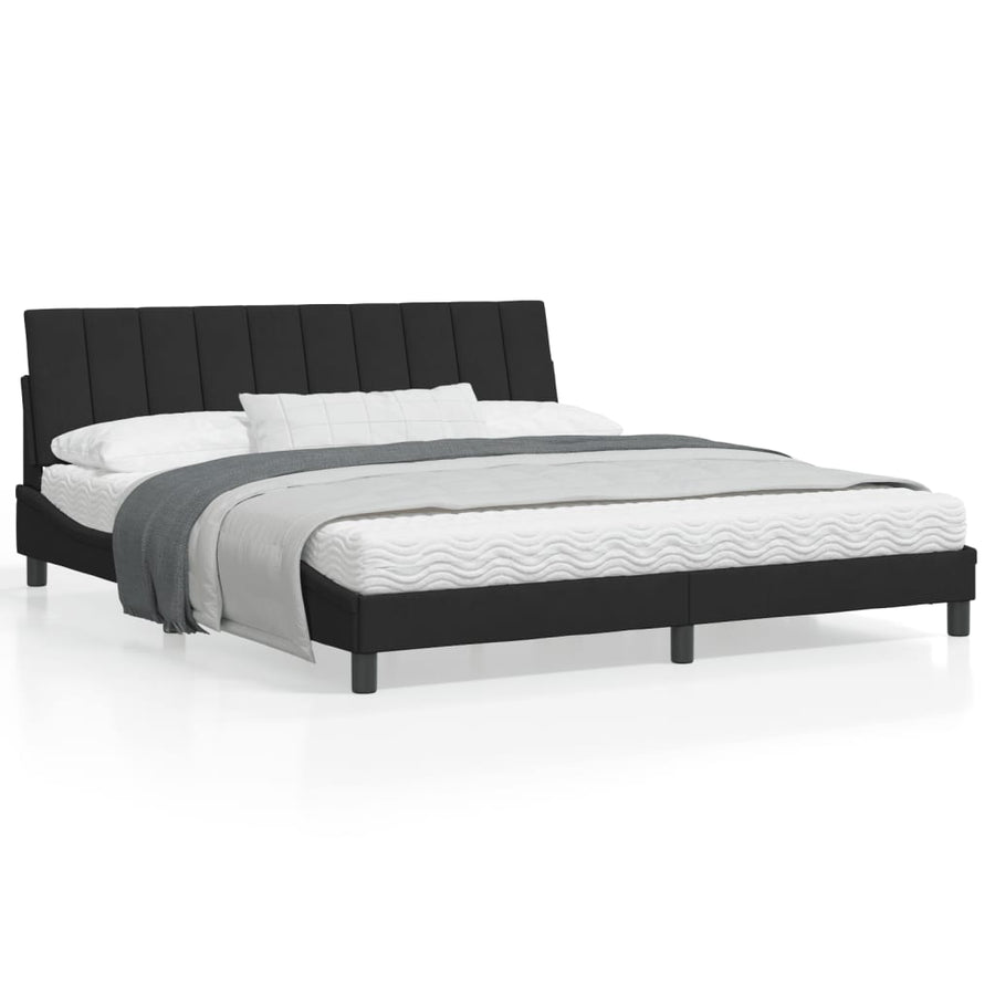 Bedframe Met Led-Verlichting Fluweel Zwart 180X200 Cm