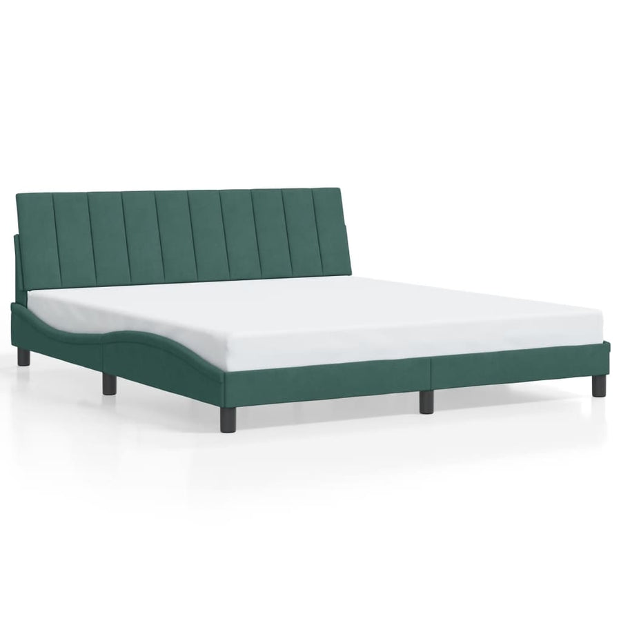 Bedframe Met Led-Verlichting Fluweel 180 x 200 cm Donkergroen