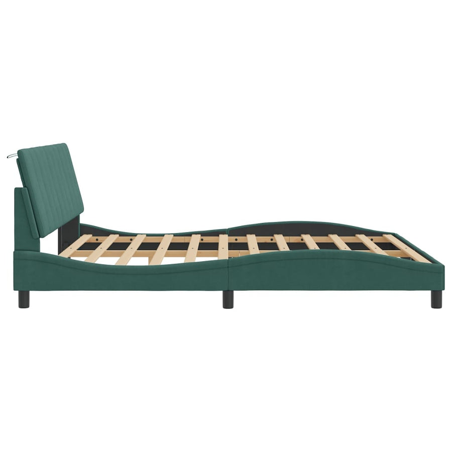 Bedframe Met Led-Verlichting Fluweel 180 x 200 cm Donkergroen