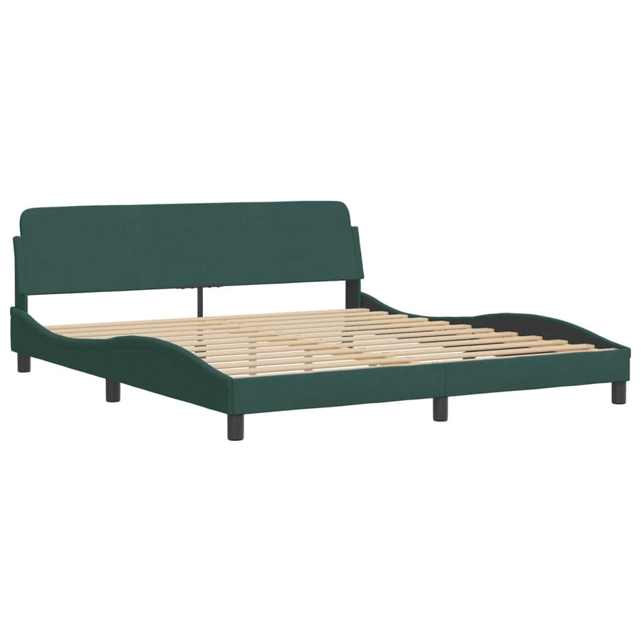 Bedframe Met Led-Verlichting Fluweel 180 x 200 cm Donkergroen