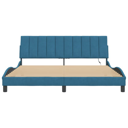 Bedframe met LED-verlichting fluweel blauw 180x200 cm