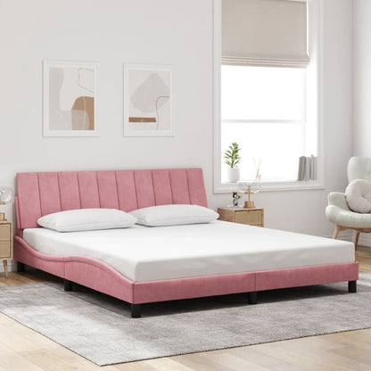 Bedframe Met Led-Verlichting Fluweel 180 x 200 cm Roze