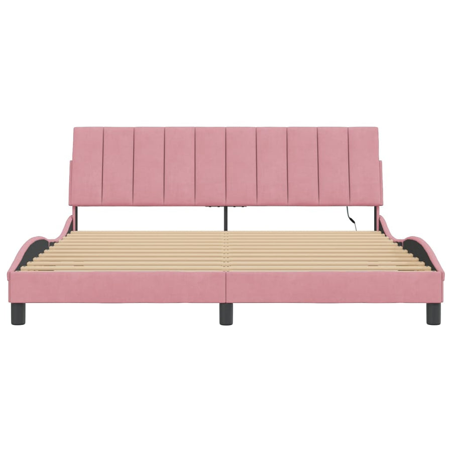 Bedframe Met Led-Verlichting Fluweel 180 x 200 cm Roze