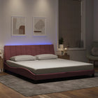 Bed frame with LED without mattress "Hanko" velvet pink 180x200 cm