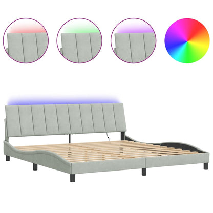 Bedframe Met Led-Verlichting Fluweel 200 x 200 cm Lichtgrijs