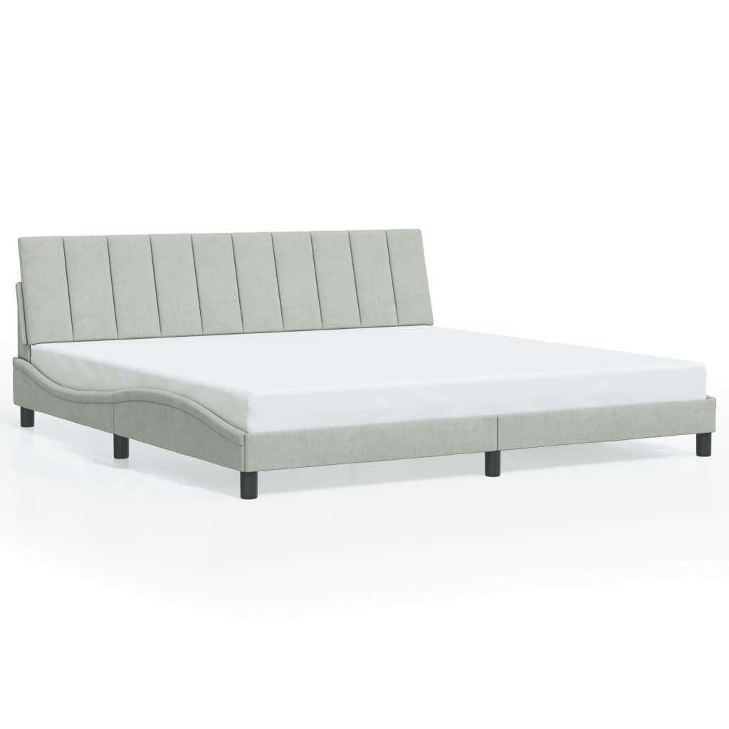 Bedframe Met Led-Verlichting Fluweel 200 x 200 cm Lichtgrijs