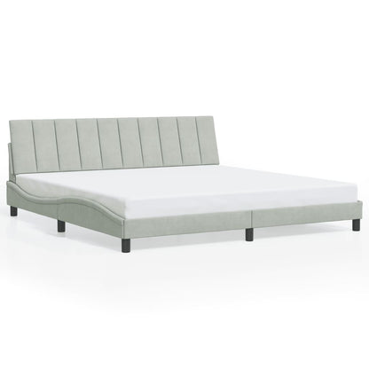 Bedframe Met Led-Verlichting Fluweel 200 x 200 cm Lichtgrijs