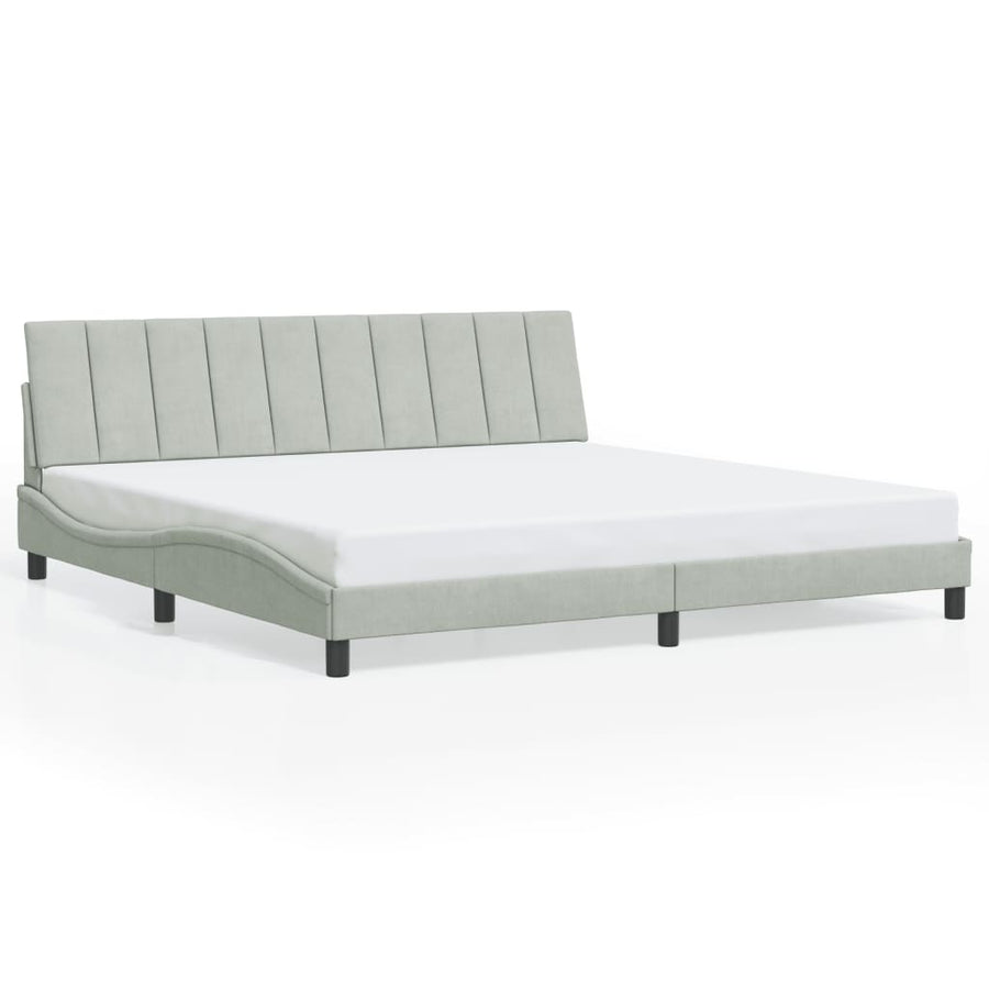 Bedframe Met Led-Verlichting Fluweel 200 x 200 cm Lichtgrijs