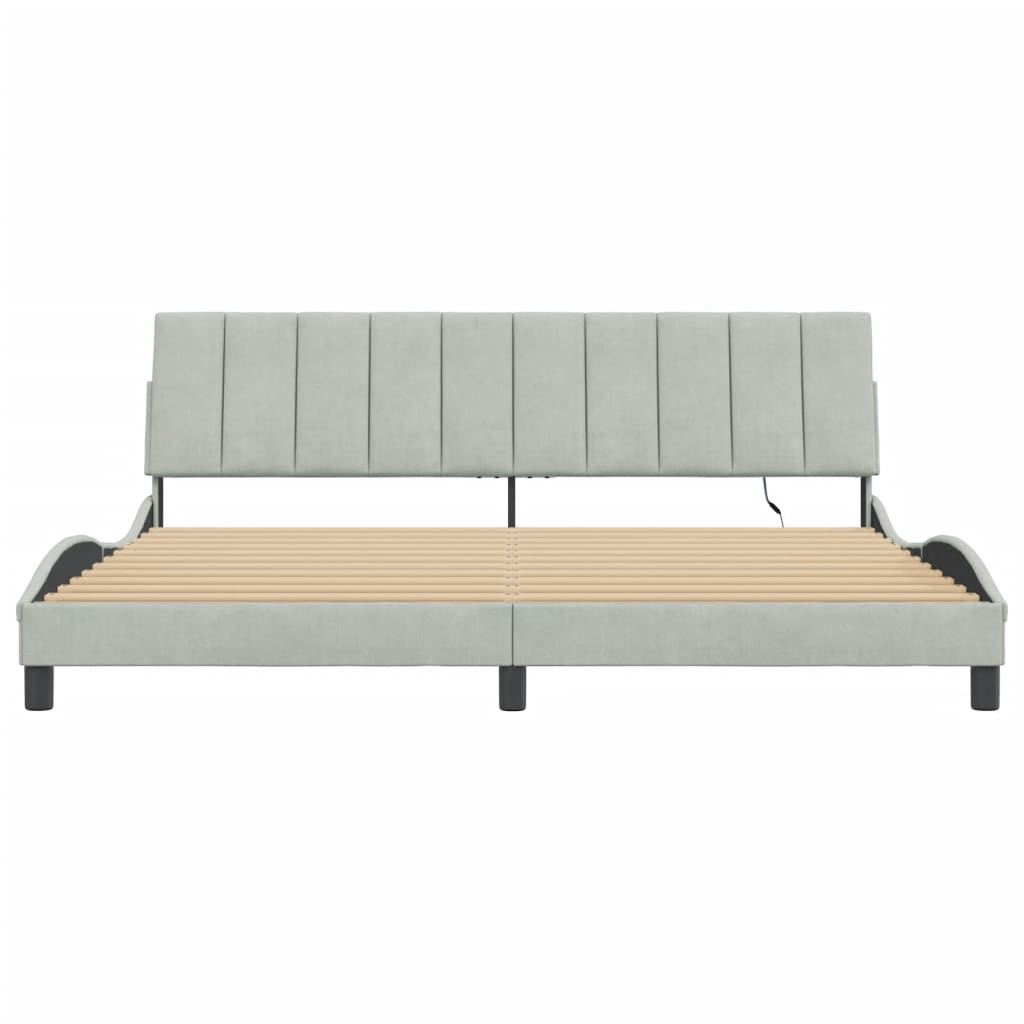 Bedframe Met Led-Verlichting Fluweel 200 x 200 cm Lichtgrijs