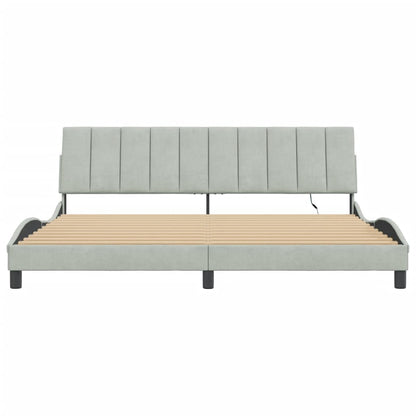 Bedframe Met Led-Verlichting Fluweel 200 x 200 cm Lichtgrijs