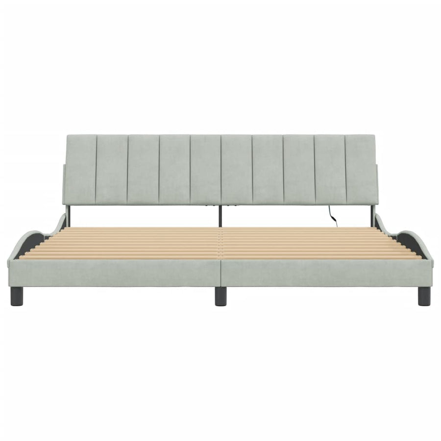 Bedframe Met Led-Verlichting Fluweel 200 x 200 cm Lichtgrijs