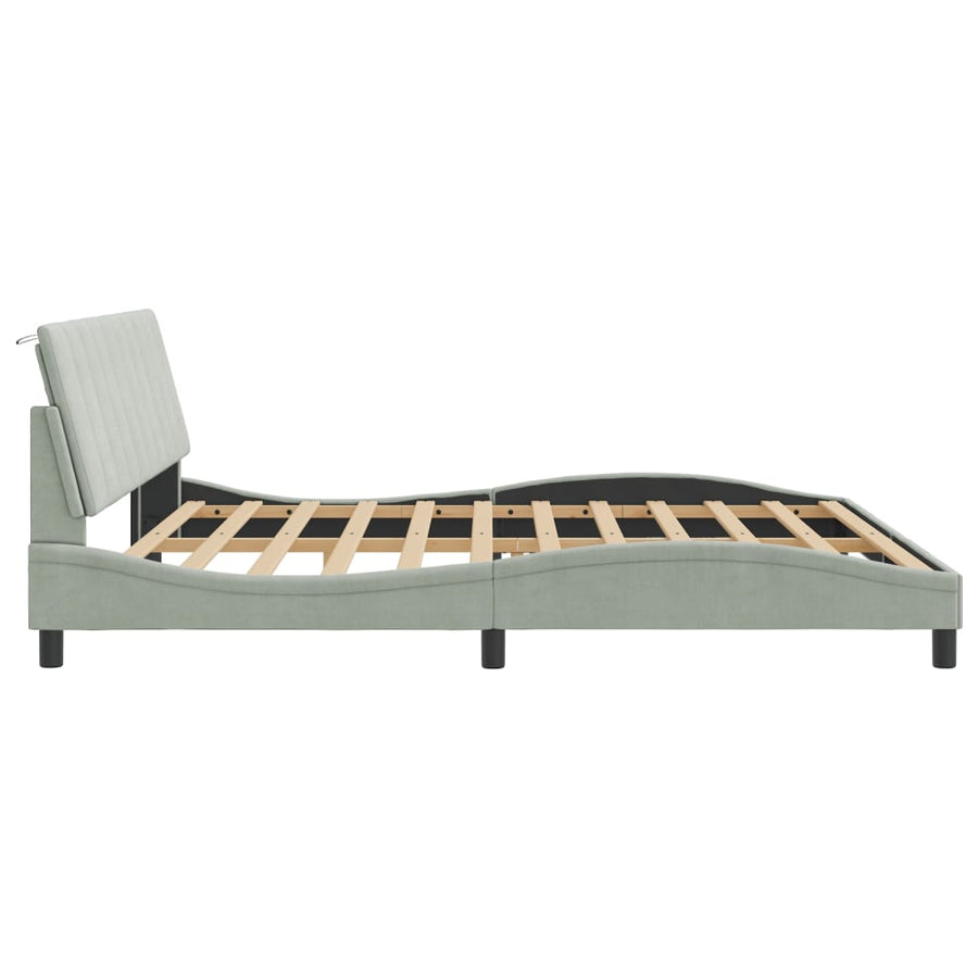 Bedframe Met Led-Verlichting Fluweel 200 x 200 cm Lichtgrijs