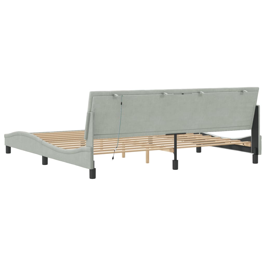 Bedframe Met Led-Verlichting Fluweel 200 x 200 cm Lichtgrijs