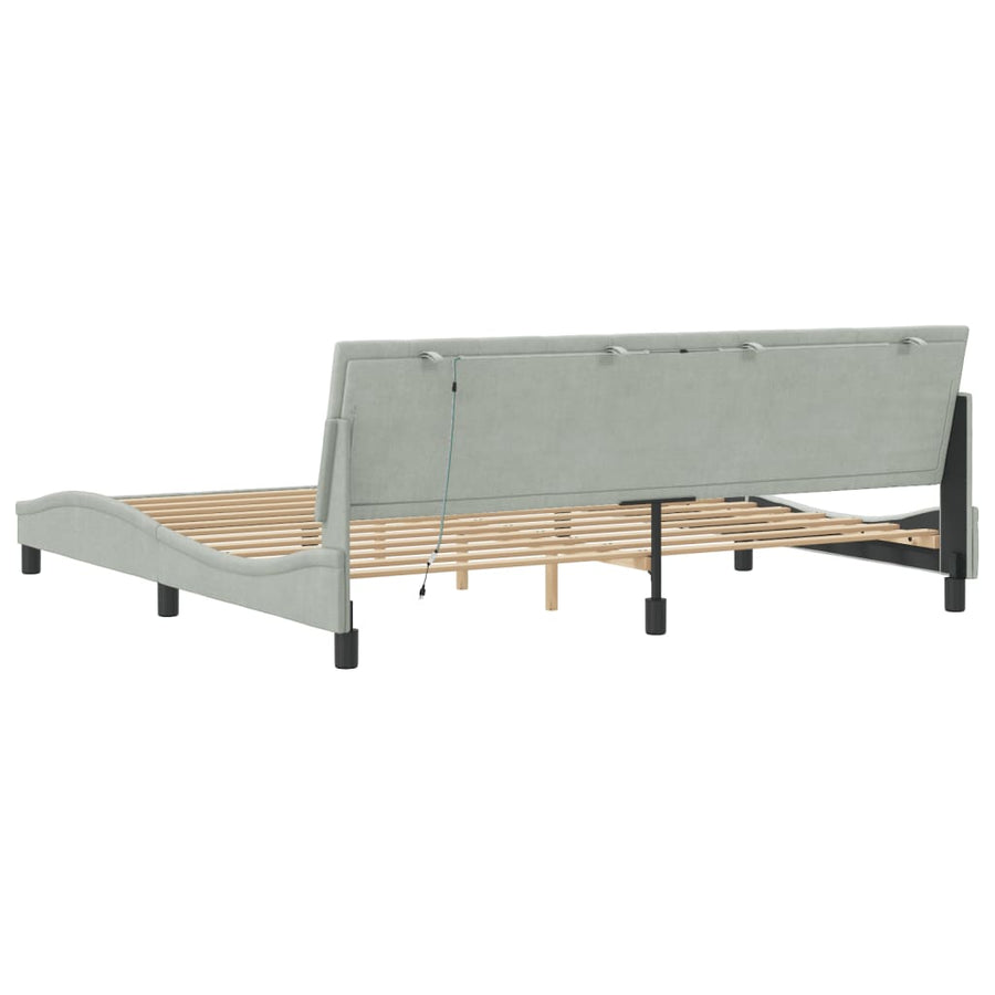 Bedframe Met Led-Verlichting Fluweel 200 x 200 cm Lichtgrijs