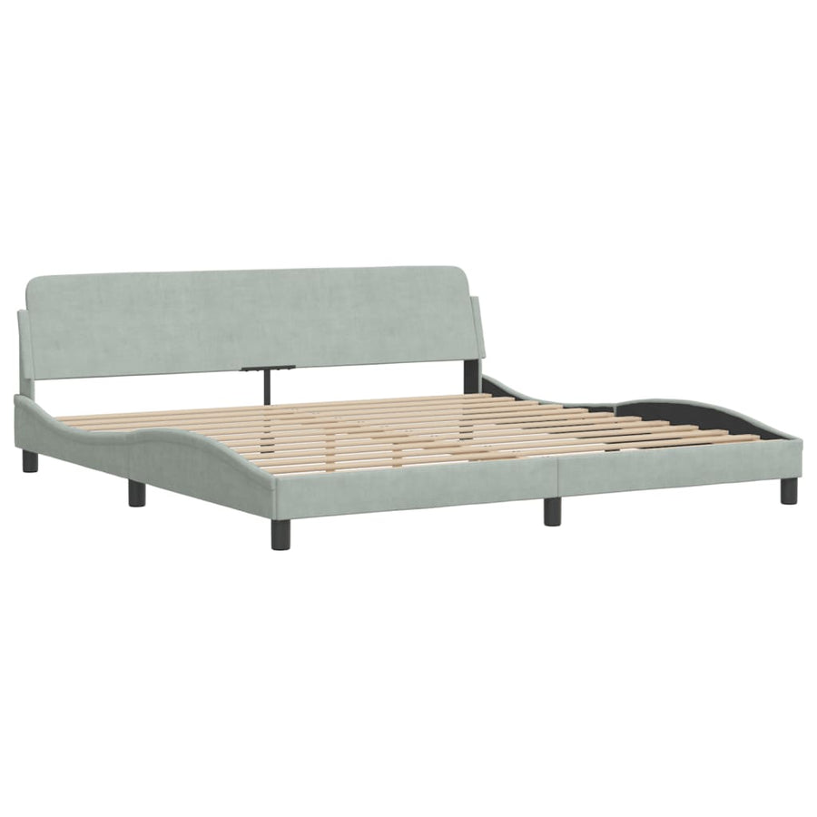 Bedframe Met Led-Verlichting Fluweel 200 x 200 cm Lichtgrijs