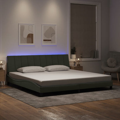 Bedframe Met Led-Verlichting Fluweel 200 x 200 cm Lichtgrijs