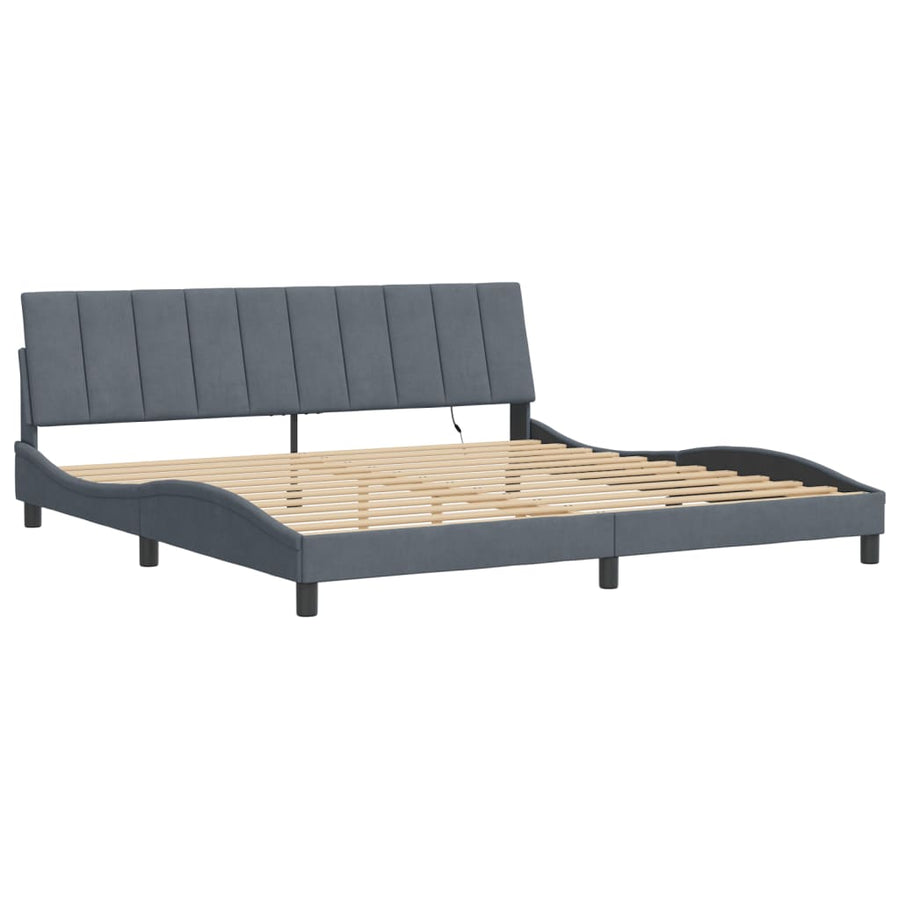 Bedframe Met Led-Verlichting Fluweel 200 x 200 cm Donkergrijs