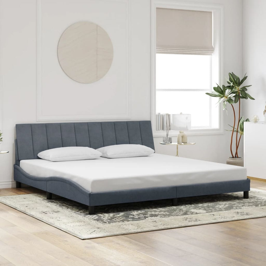 Bedframe Met Led-Verlichting Fluweel 200 x 200 cm Donkergrijs