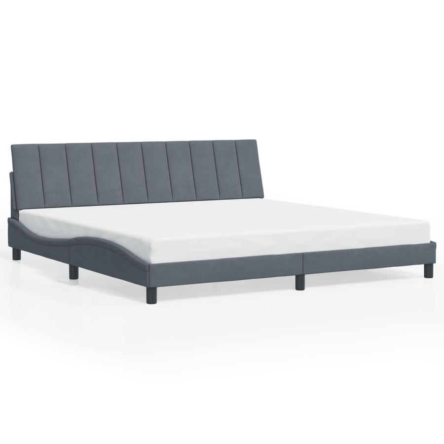Bedframe Met Led-Verlichting Fluweel 200 x 200 cm Donkergrijs