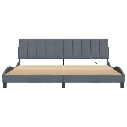 Bedframe Met Led-Verlichting Fluweel 200 x 200 cm Donkergrijs