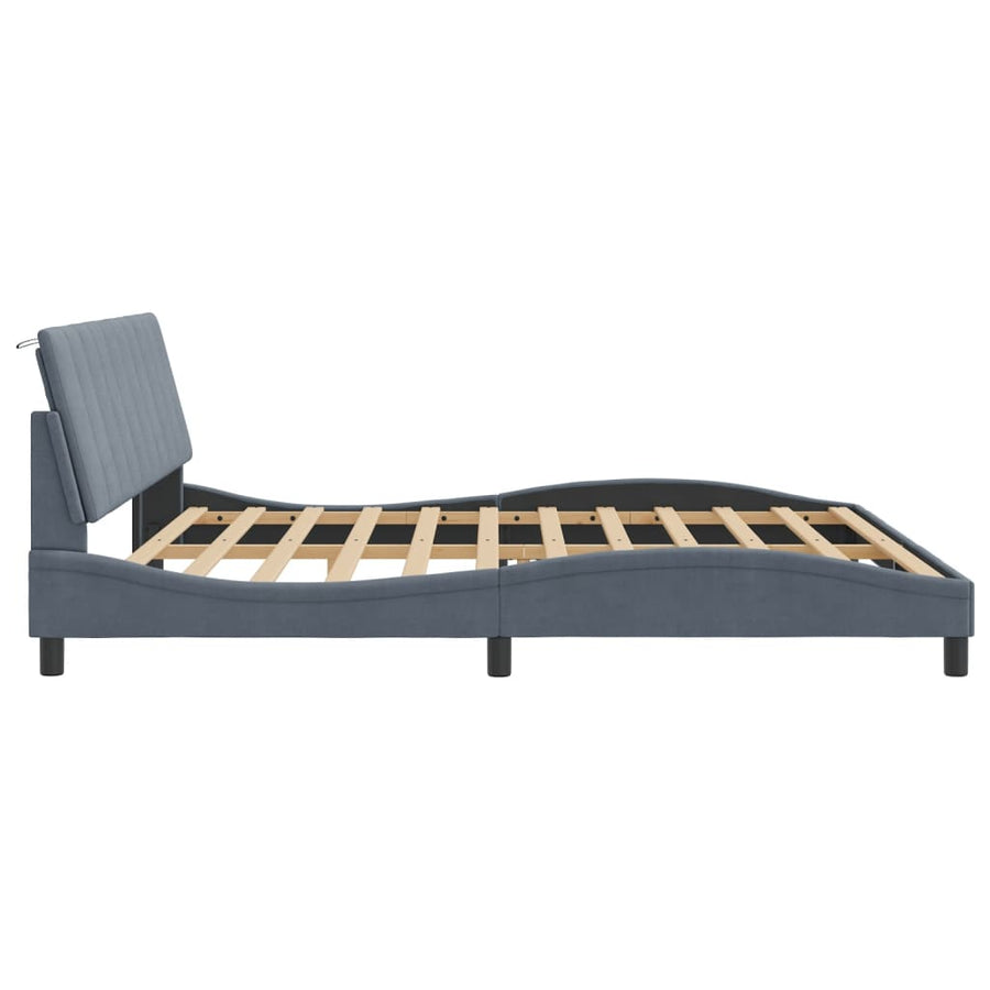 Bedframe Met Led-Verlichting Fluweel 200 x 200 cm Donkergrijs