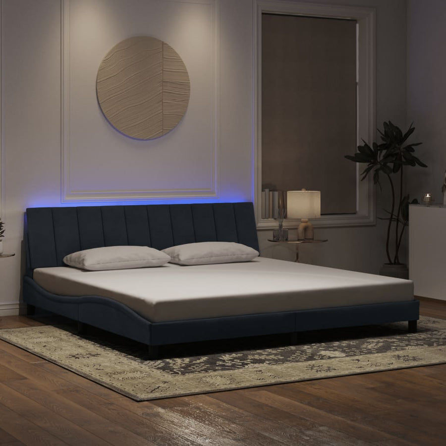 Bedframe Met Led-Verlichting Fluweel 200 x 200 cm Donkergrijs