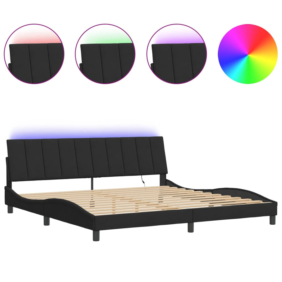 Bedframe Met Led-Verlichting Fluweel Zwart 200X200 Cm