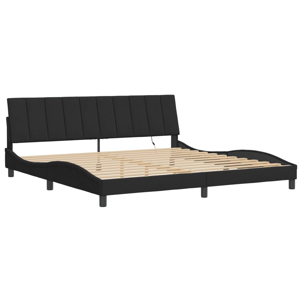 Bedframe Met Led-Verlichting Fluweel Zwart 200X200 Cm