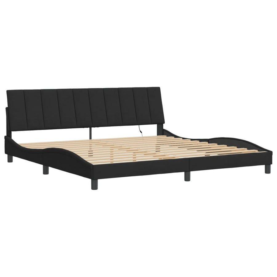 Bedframe Met Led-Verlichting Fluweel Zwart 200X200 Cm