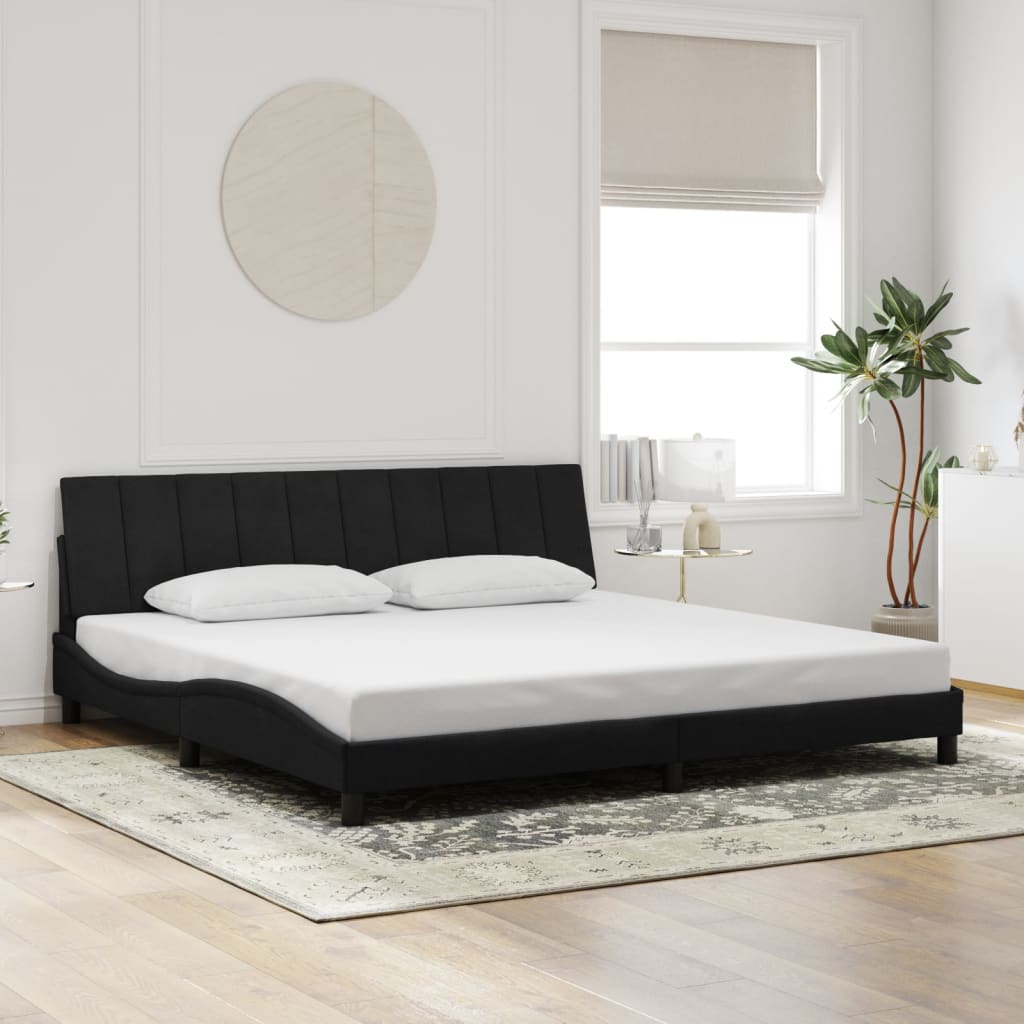 Bedframe Met Led-Verlichting Fluweel Zwart 200X200 Cm
