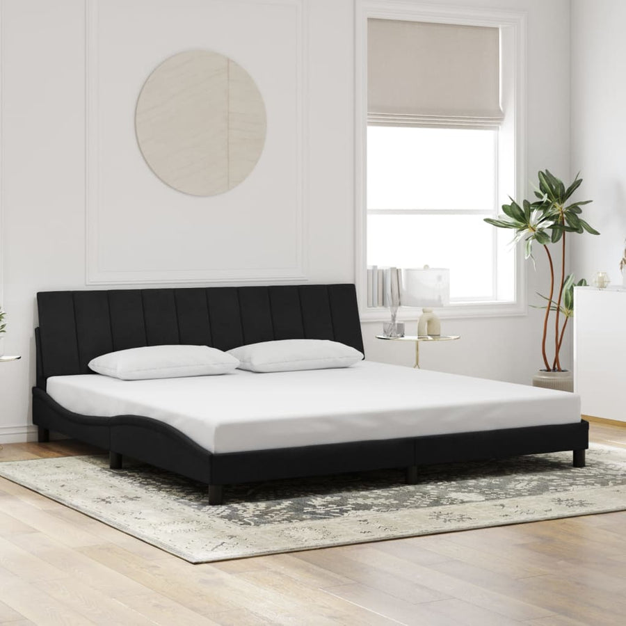 Bedframe Met Led-Verlichting Fluweel Zwart 200X200 Cm