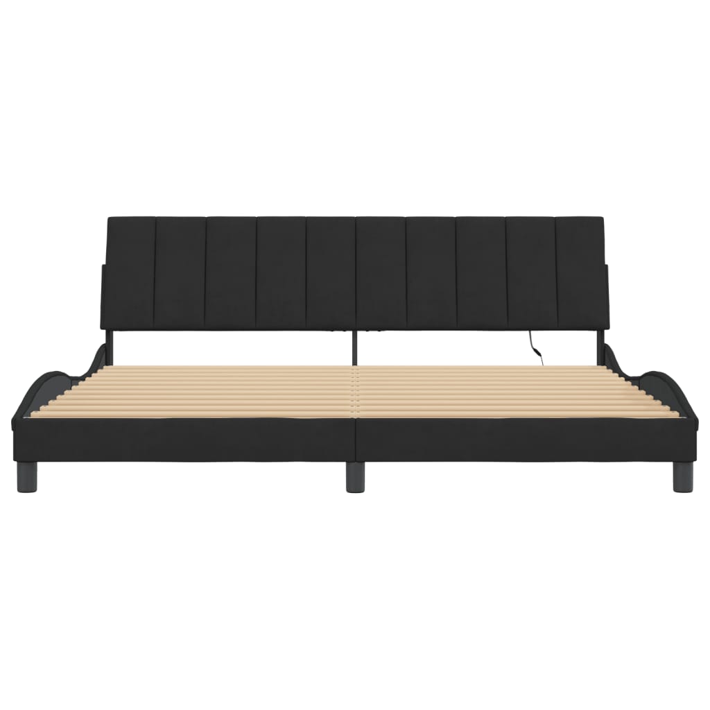 Bedframe Met Led-Verlichting Fluweel Zwart 200X200 Cm