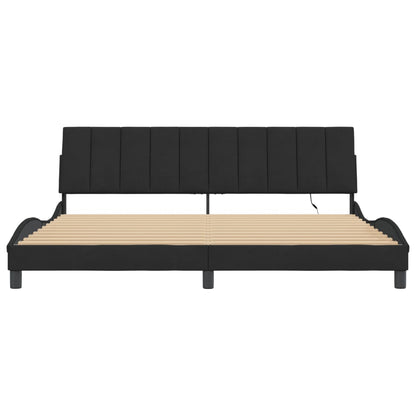 Bedframe Met Led-Verlichting Fluweel Zwart 200X200 Cm