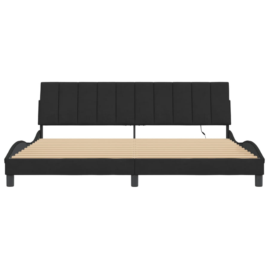 Bedframe Met Led-Verlichting Fluweel Zwart 200X200 Cm