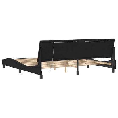 Bedframe Met Led-Verlichting Fluweel Zwart 200X200 Cm