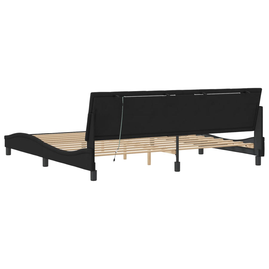 Bedframe Met Led-Verlichting Fluweel Zwart 200X200 Cm